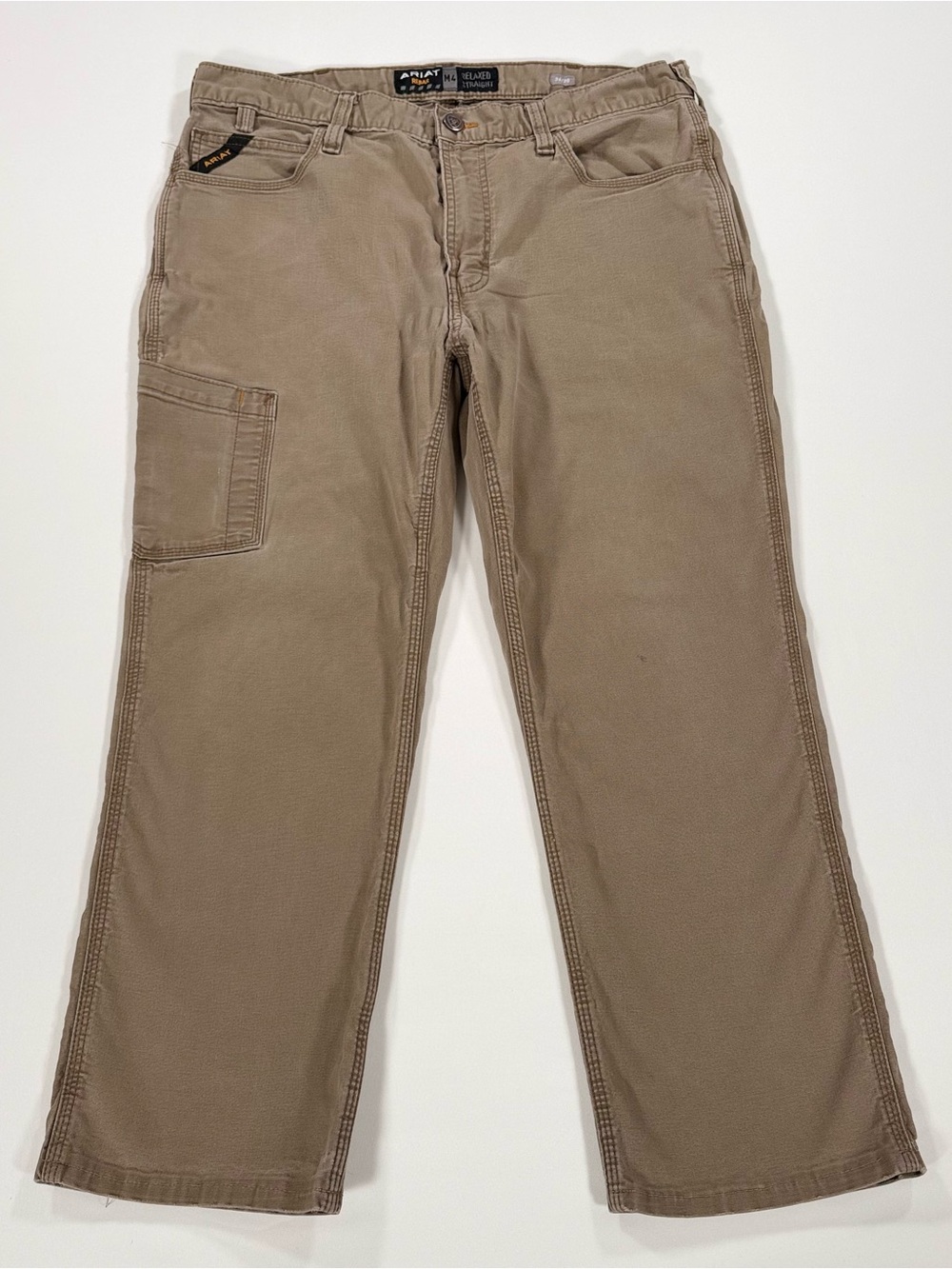 Ariat Rebar M4 Work Pants Mens 36x30 (Fits 36x27) Khaki DuraStretch Canvas Work